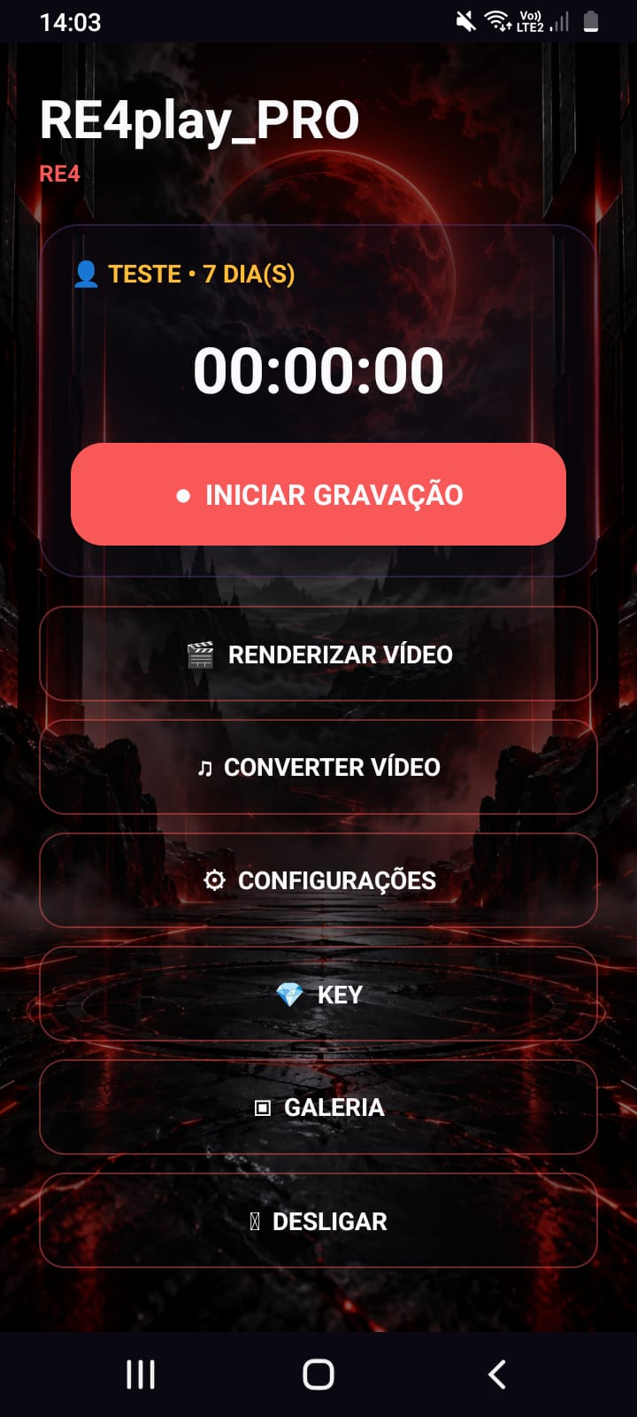 Tela principal do RE4PLAY Android