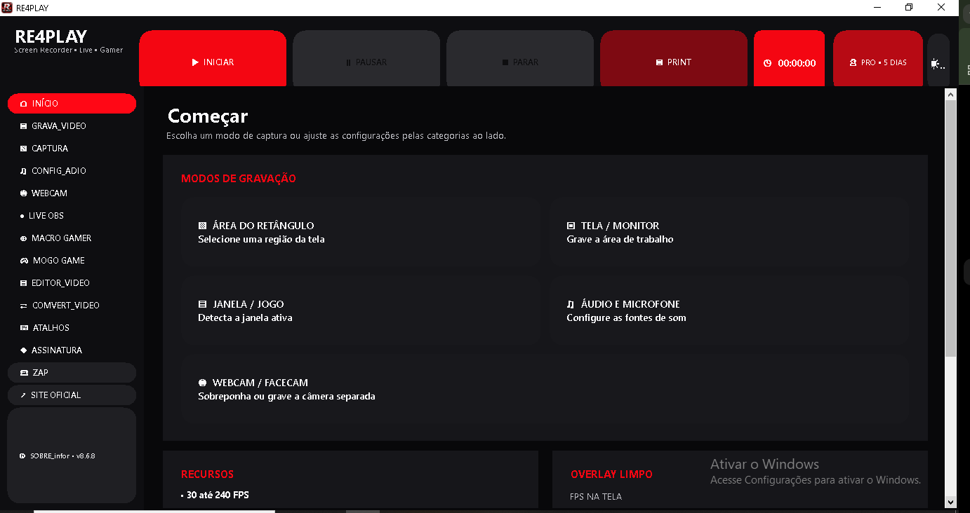 RE4PLAY no tema escuro vermelho